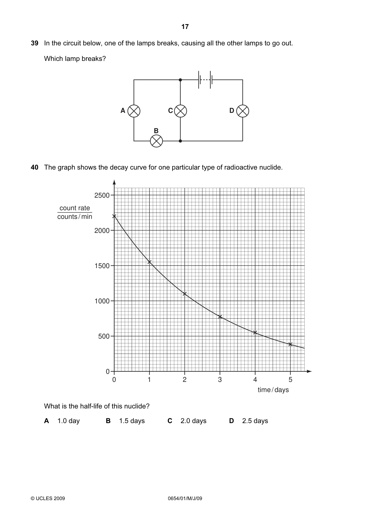 Cambridge IGCSE Sciences - Co-ordinated (Double) 0654 2009 May/June Paper 1 · Variant 1 question paper, page 17 of 20