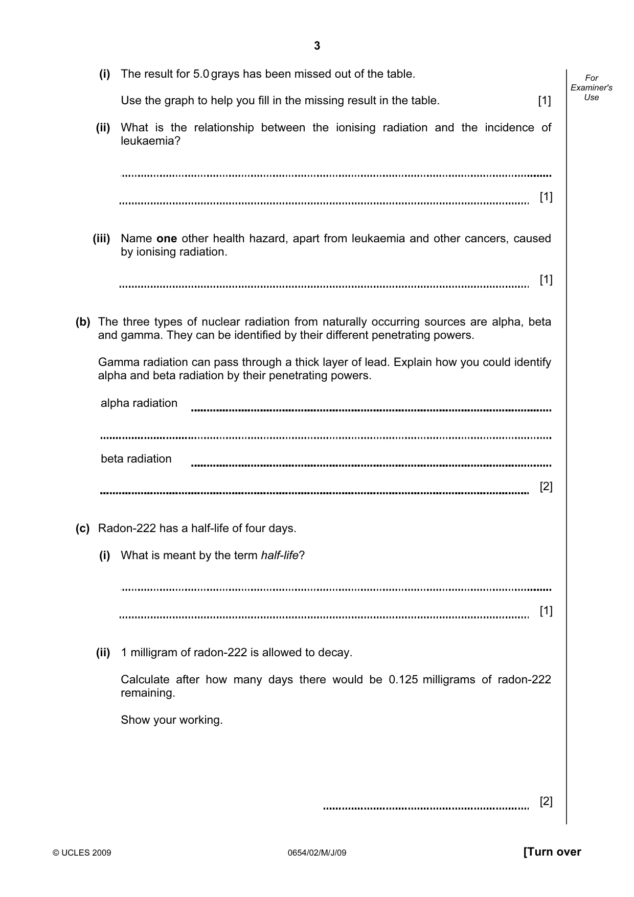 Cambridge IGCSE Sciences - Co-ordinated (Double) 0654 2009 May/June Paper 2 · Variant 1 question paper, page 3 of 28