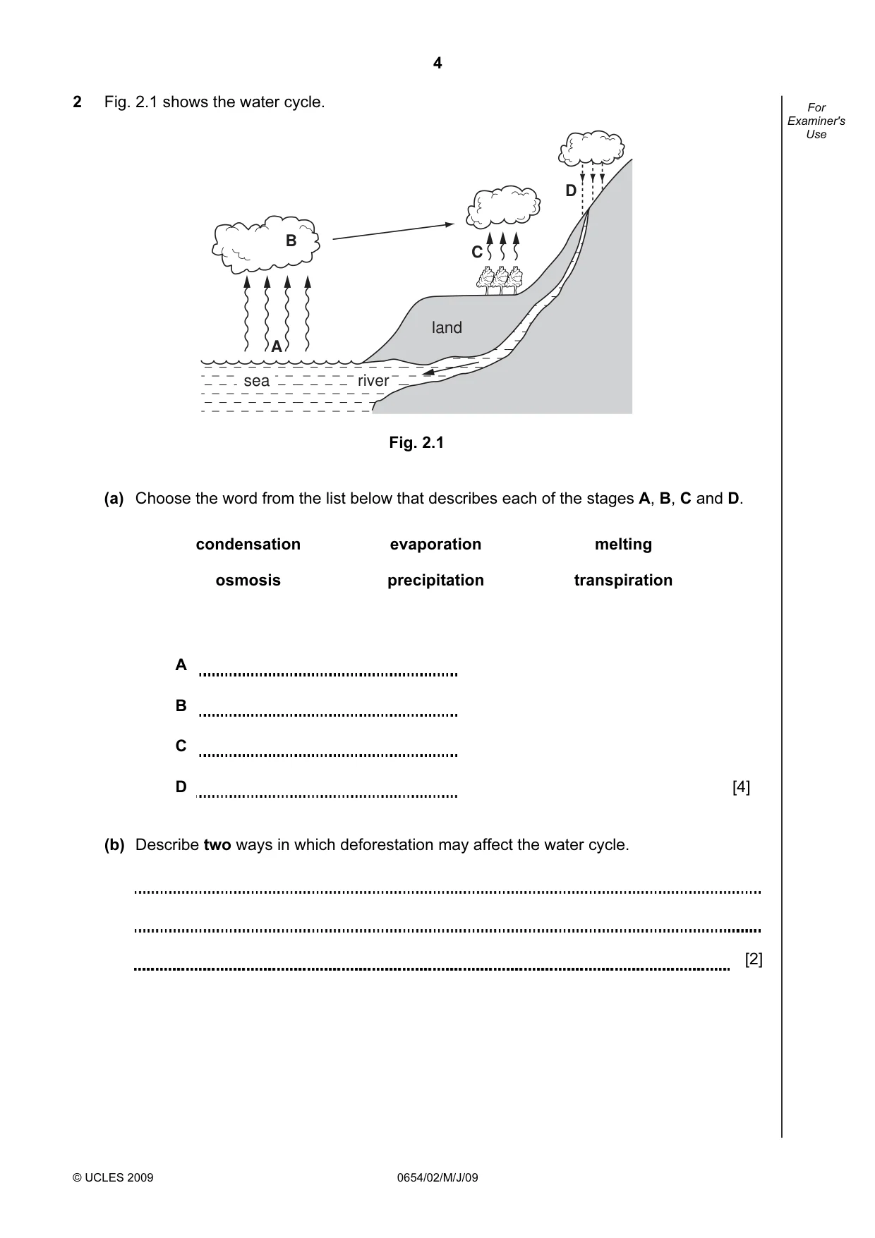 Cambridge IGCSE Sciences - Co-ordinated (Double) 0654 2009 May/June Paper 2 · Variant 1 question paper, page 4 of 28