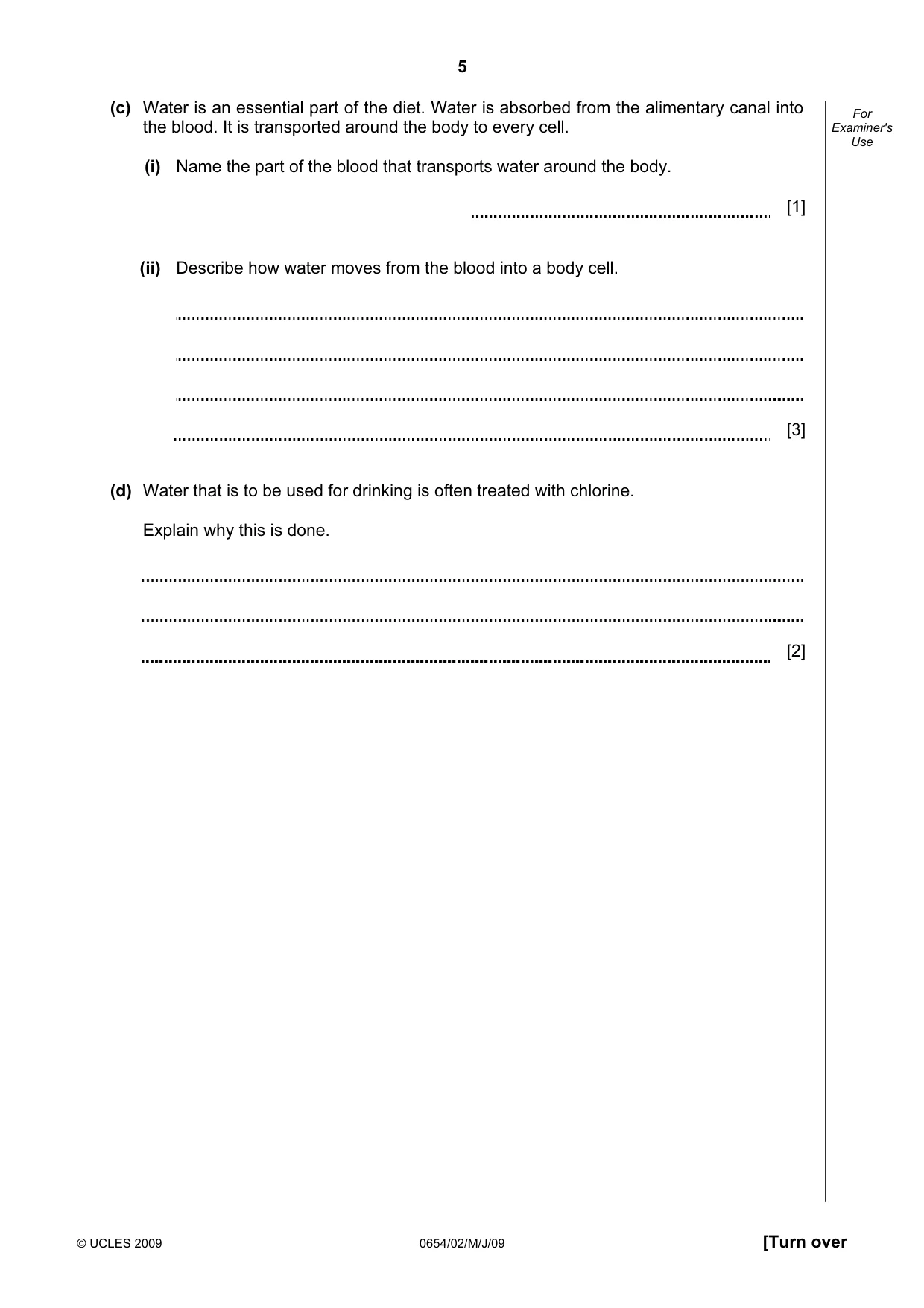 Cambridge IGCSE Sciences - Co-ordinated (Double) 0654 2009 May/June Paper 2 · Variant 1 question paper, page 5 of 28