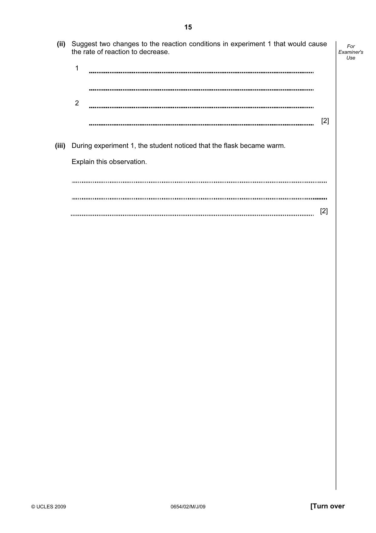 Cambridge IGCSE Sciences - Co-ordinated (Double) 0654 2009 May/June Paper 2 · Variant 1 question paper, page 15 of 28