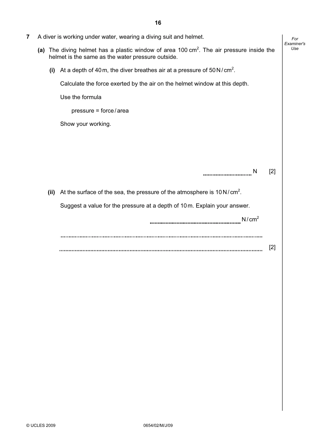 Cambridge IGCSE Sciences - Co-ordinated (Double) 0654 2009 May/June Paper 2 · Variant 1 question paper, page 16 of 28
