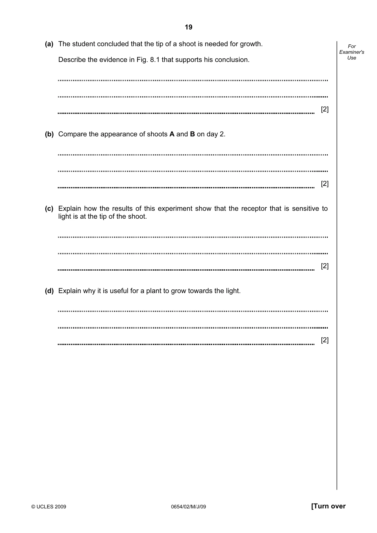 Cambridge IGCSE Sciences - Co-ordinated (Double) 0654 2009 May/June Paper 2 · Variant 1 question paper, page 19 of 28