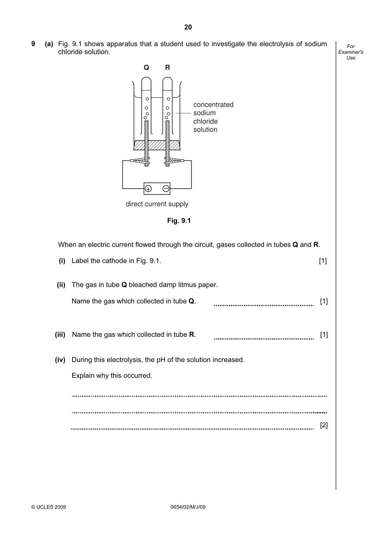 Cambridge IGCSE Sciences - Co-ordinated (Double) 0654 2009 May/June Paper 2 · Variant 1 question paper, page 20 of 28