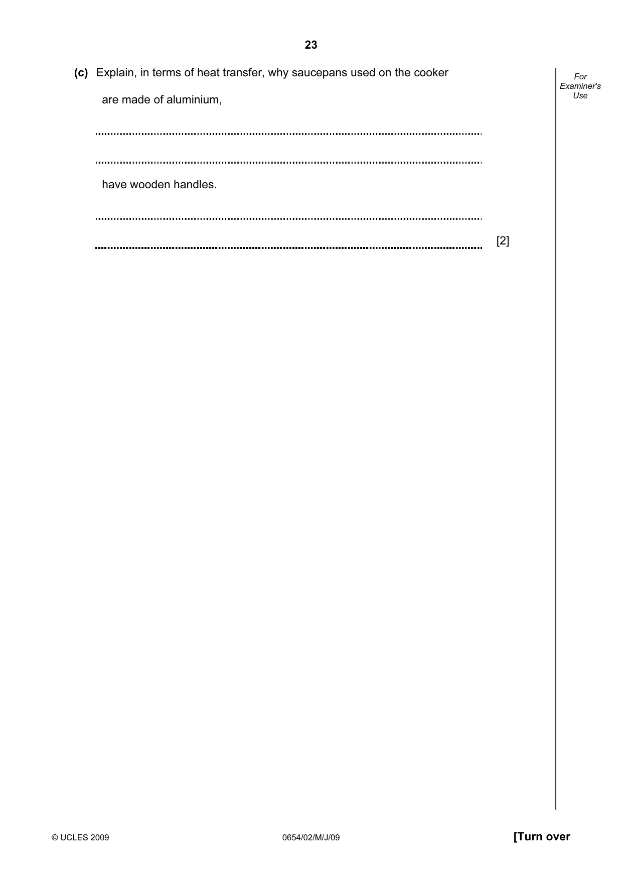 Cambridge IGCSE Sciences - Co-ordinated (Double) 0654 2009 May/June Paper 2 · Variant 1 question paper, page 23 of 28