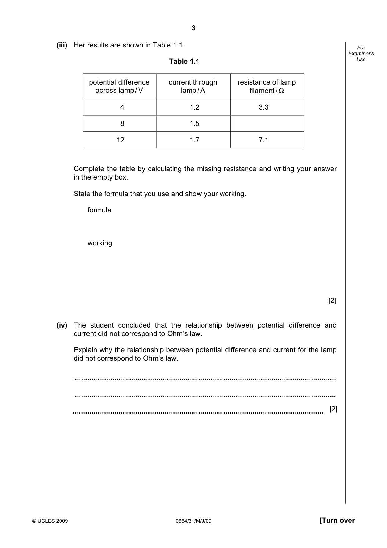 Cambridge IGCSE Sciences - Co-ordinated (Double) 0654 2009 May/June Paper 3 · Variant 1 question paper, page 4 of 57