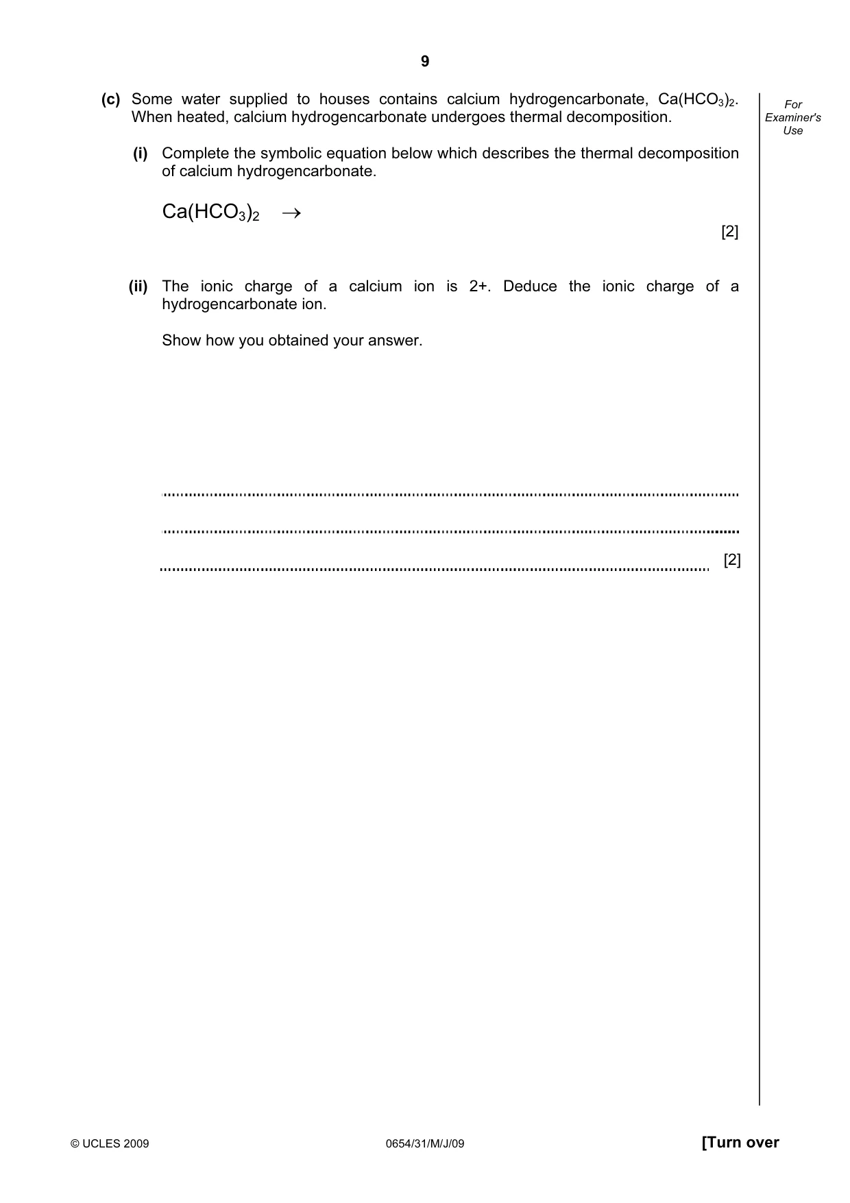 Cambridge IGCSE Sciences - Co-ordinated (Double) 0654 2009 May/June Paper 3 · Variant 1 question paper, page 10 of 57