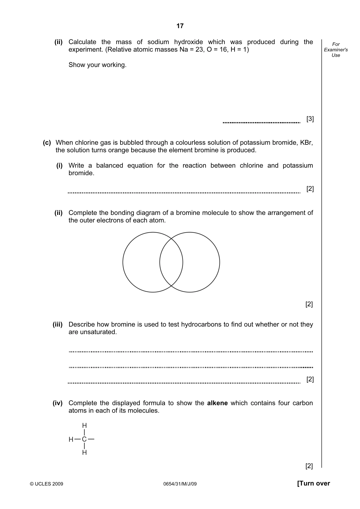 Cambridge IGCSE Sciences - Co-ordinated (Double) 0654 2009 May/June Paper 3 · Variant 1 question paper, page 18 of 57