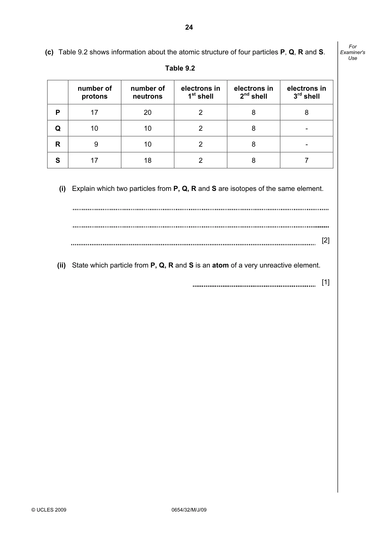 Cambridge IGCSE Sciences - Co-ordinated (Double) 0654 2009 May/June Paper 3 · Variant 1 question paper, page 53 of 57
