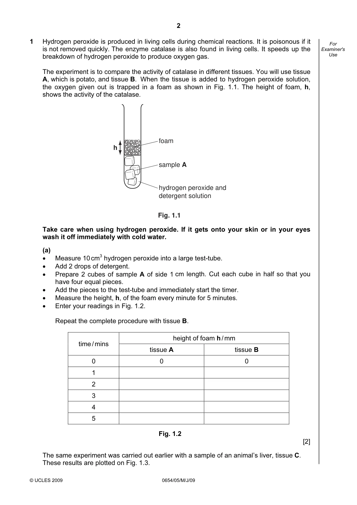 Cambridge IGCSE Sciences - Co-ordinated (Double) 0654 2009 May/June Paper 5 · Variant 1 question paper, page 2 of 12