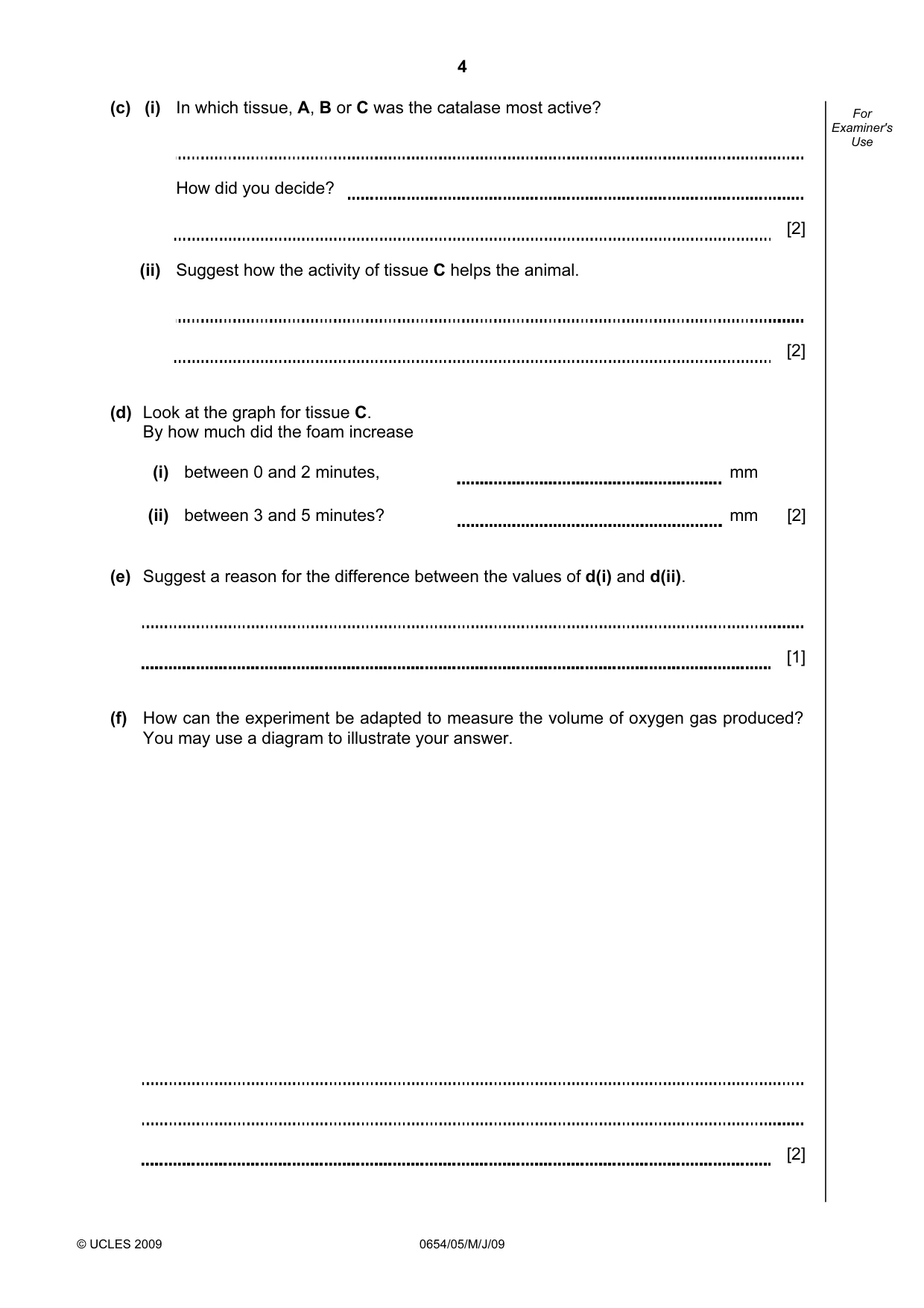 Cambridge IGCSE Sciences - Co-ordinated (Double) 0654 2009 May/June Paper 5 · Variant 1 question paper, page 4 of 12