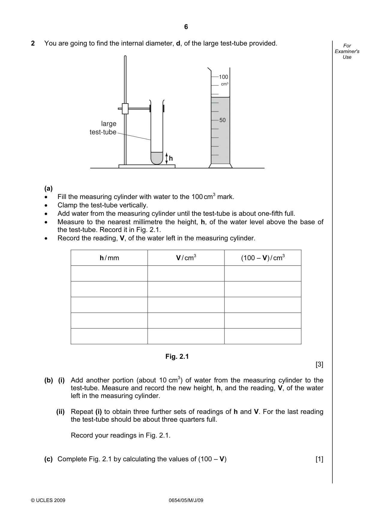 Cambridge IGCSE Sciences - Co-ordinated (Double) 0654 2009 May/June Paper 5 · Variant 1 question paper, page 6 of 12