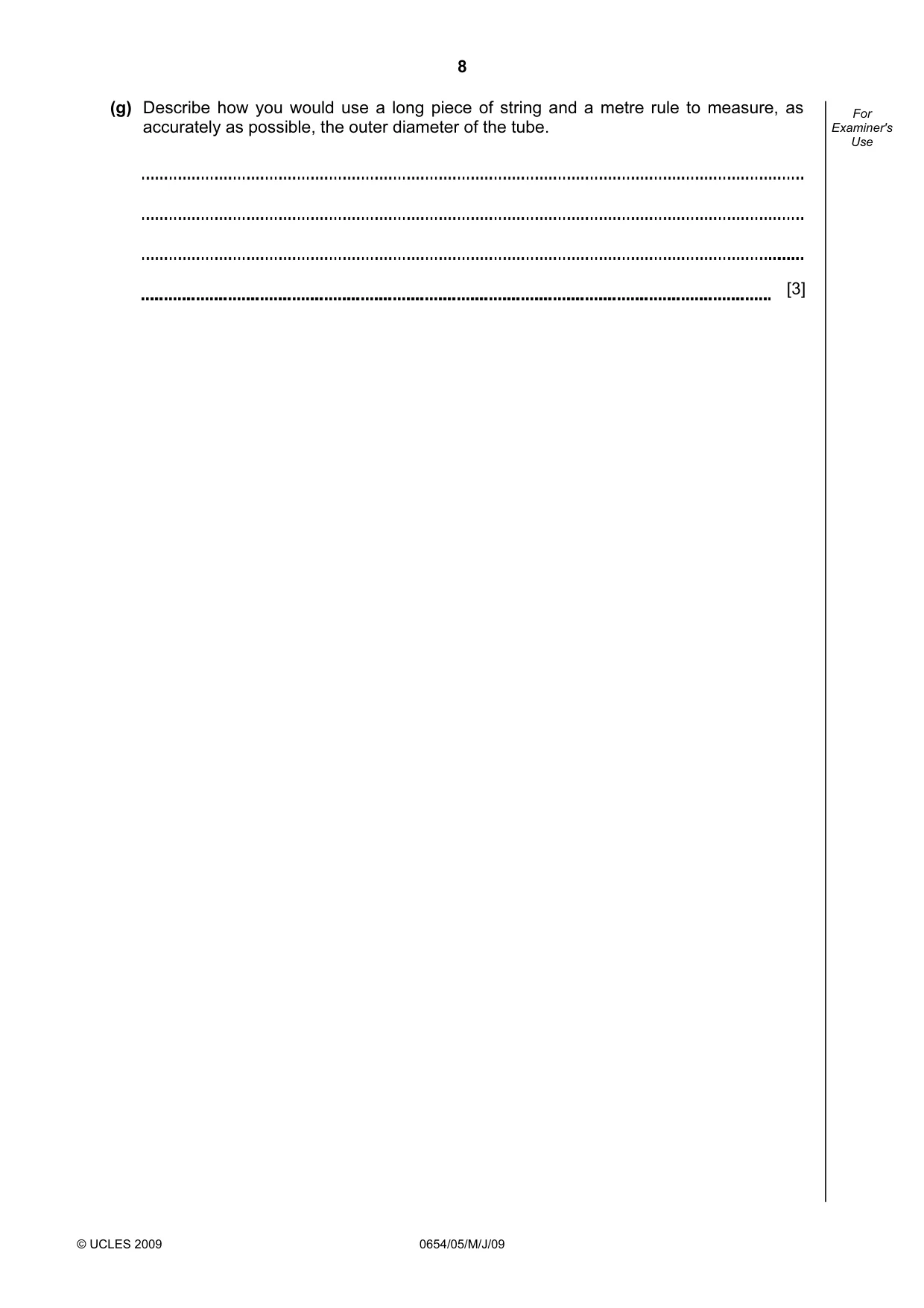 Cambridge IGCSE Sciences - Co-ordinated (Double) 0654 2009 May/June Paper 5 · Variant 1 question paper, page 8 of 12