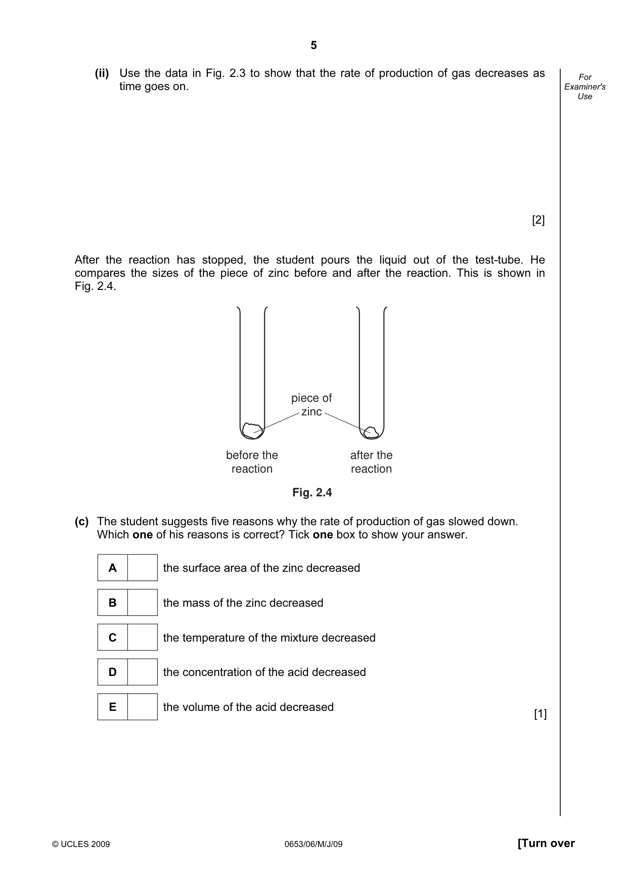 Cambridge IGCSE Sciences - Co-ordinated (Double) 0654 2009 May/June Paper 6 · Variant 1 question paper, page 5 of 20