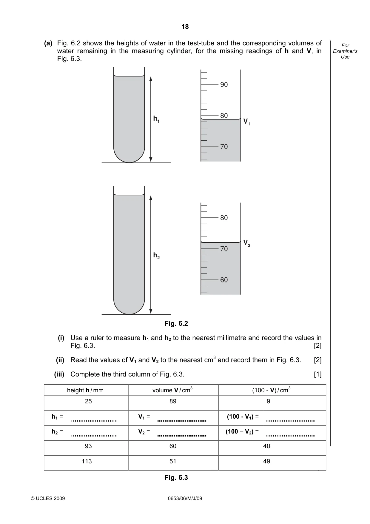 Cambridge IGCSE Sciences - Co-ordinated (Double) 0654 2009 May/June Paper 6 · Variant 1 question paper, page 18 of 20