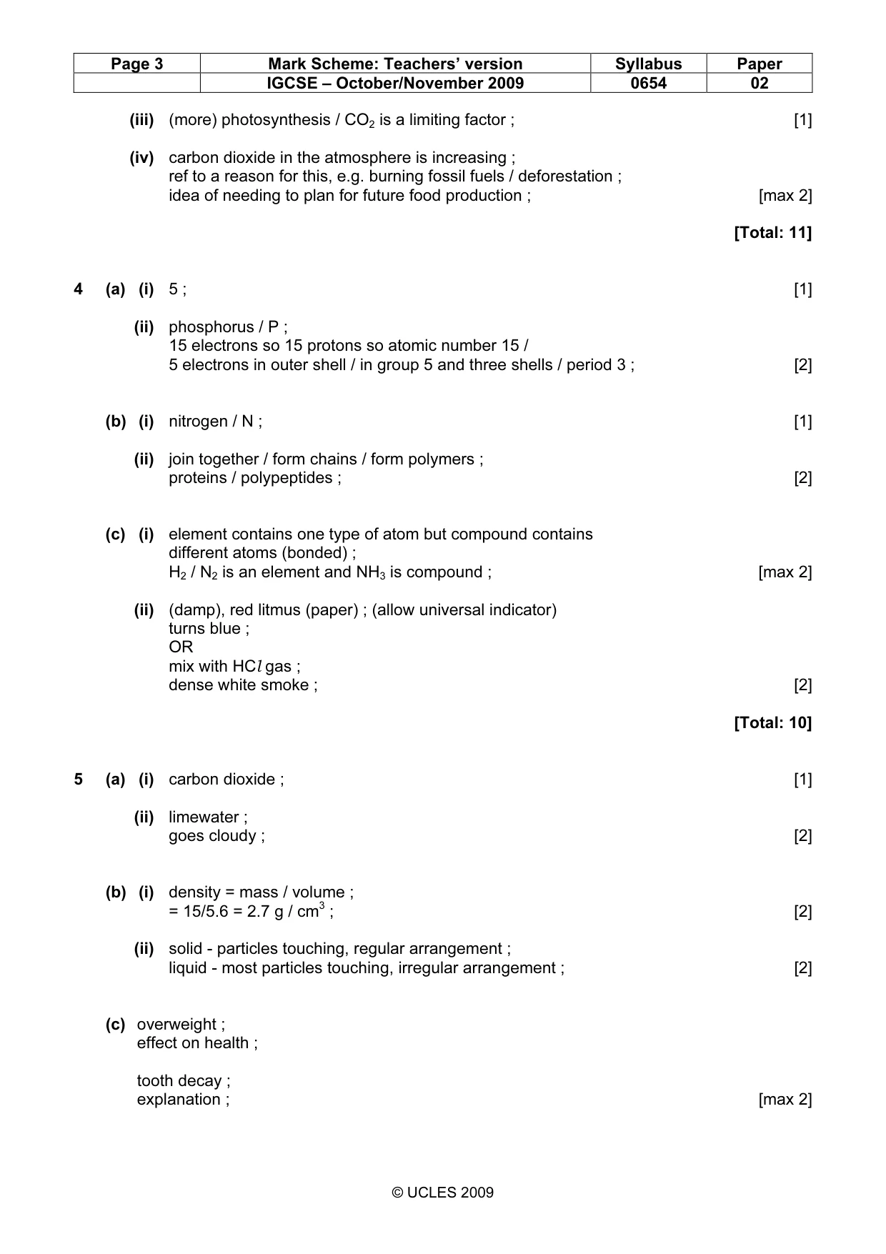 Mark scheme, page 3 of 7