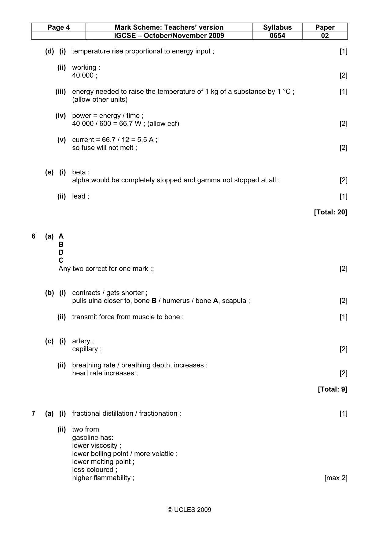 Mark scheme, page 4 of 7