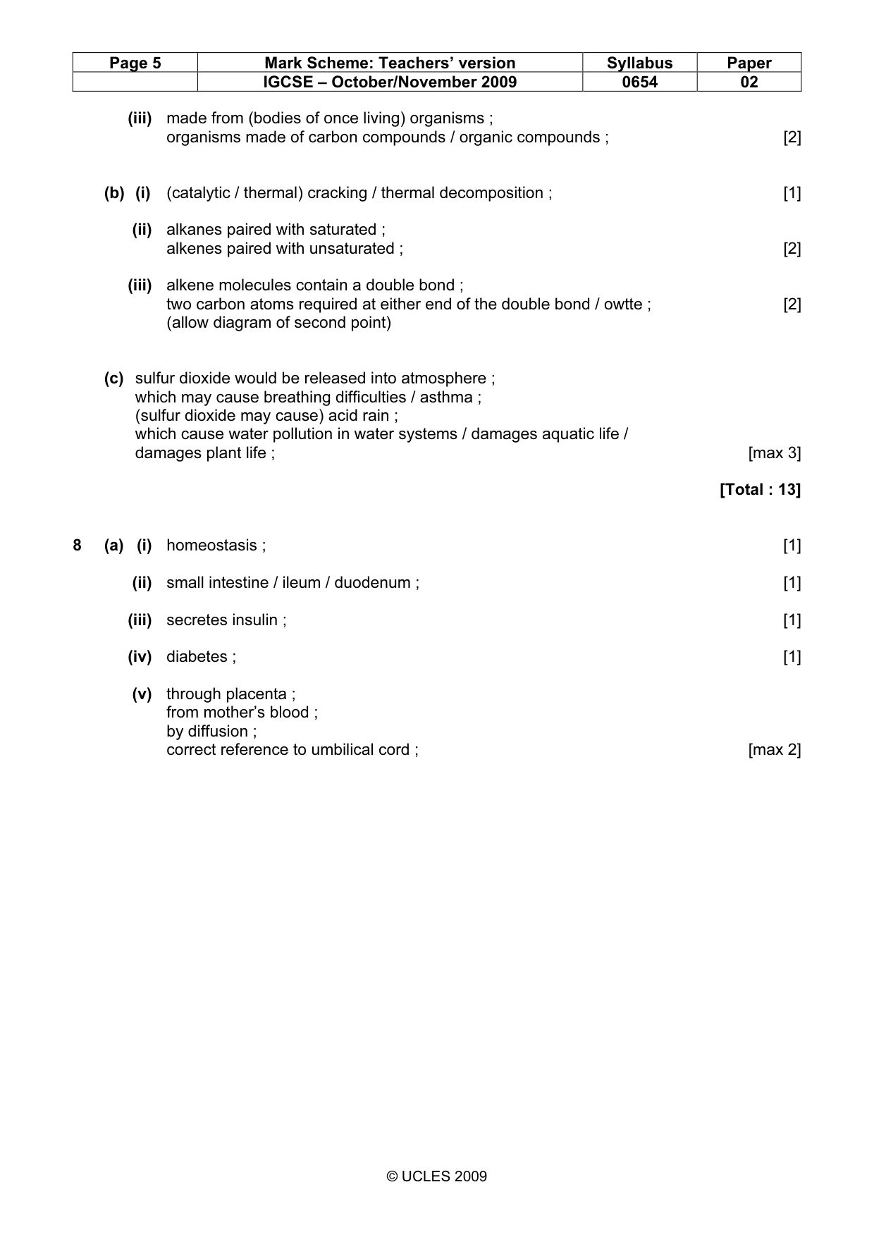 Mark scheme, page 5 of 7