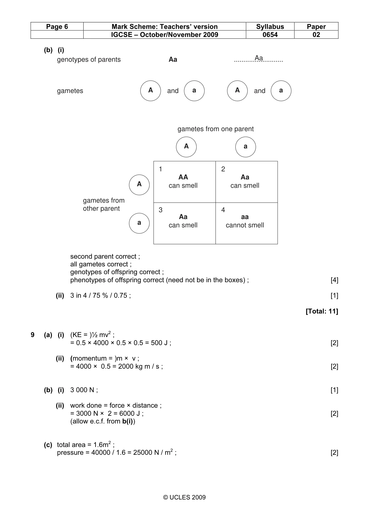 Mark scheme, page 6 of 7
