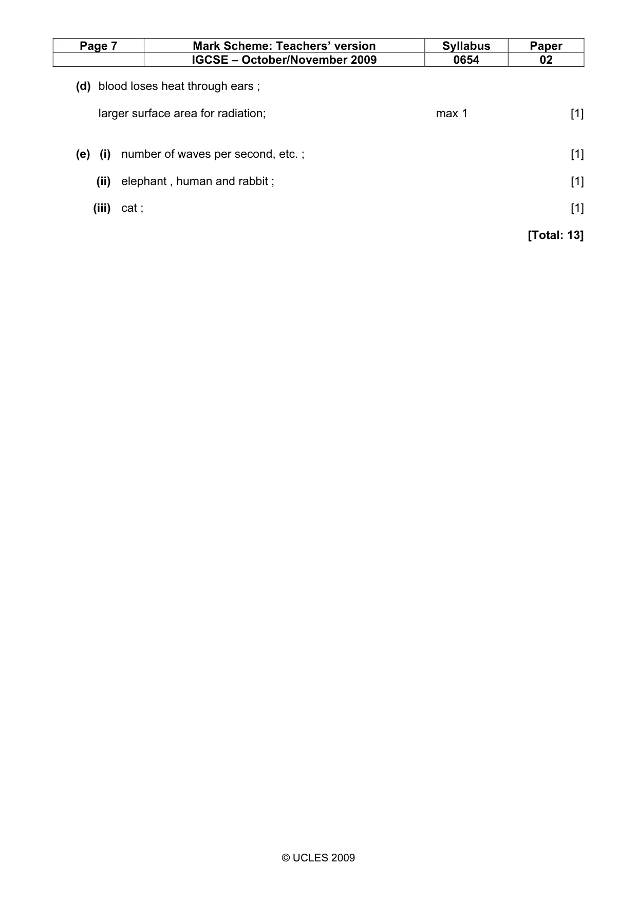 Mark scheme, page 7 of 7