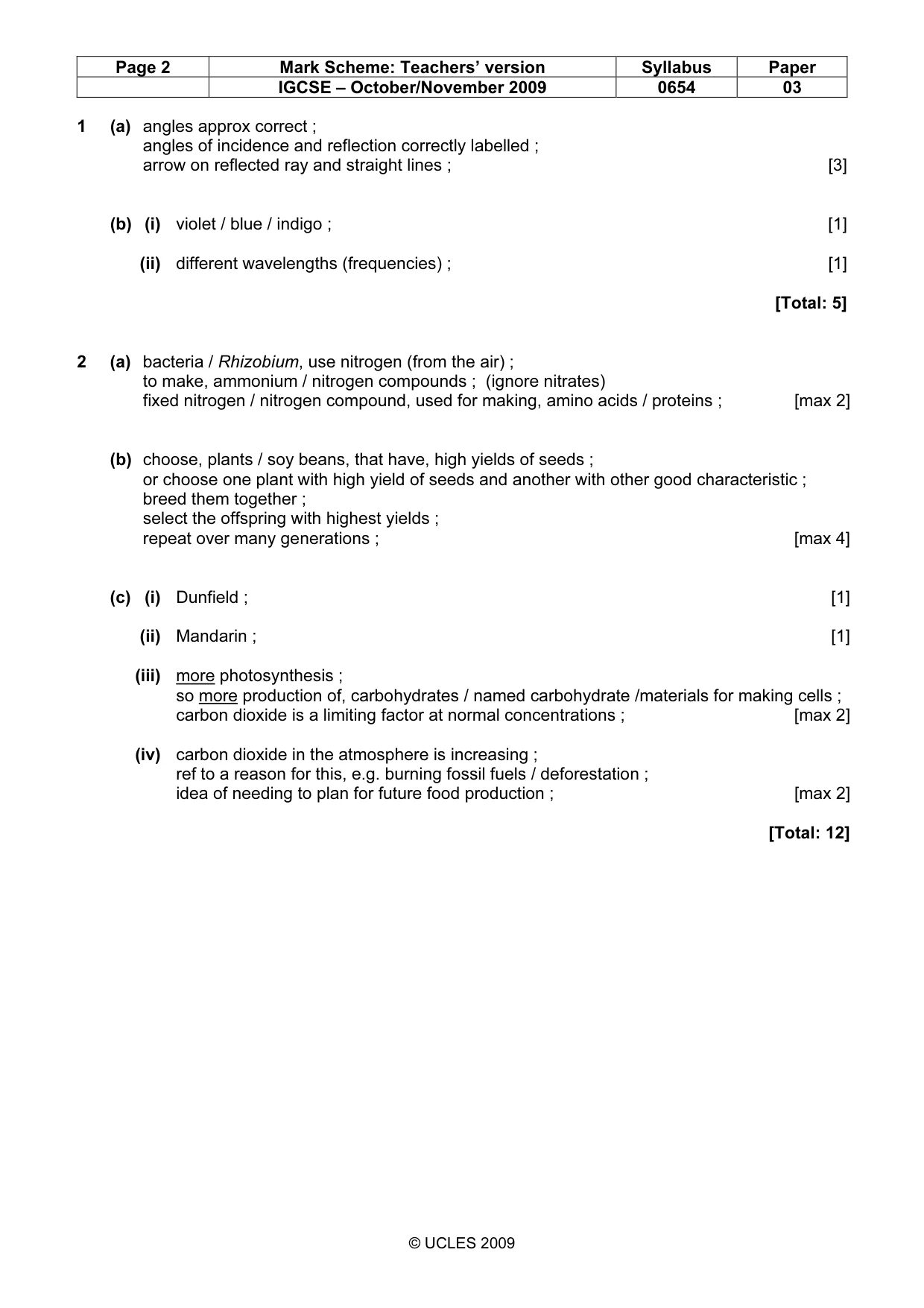 Mark scheme, page 2 of 6