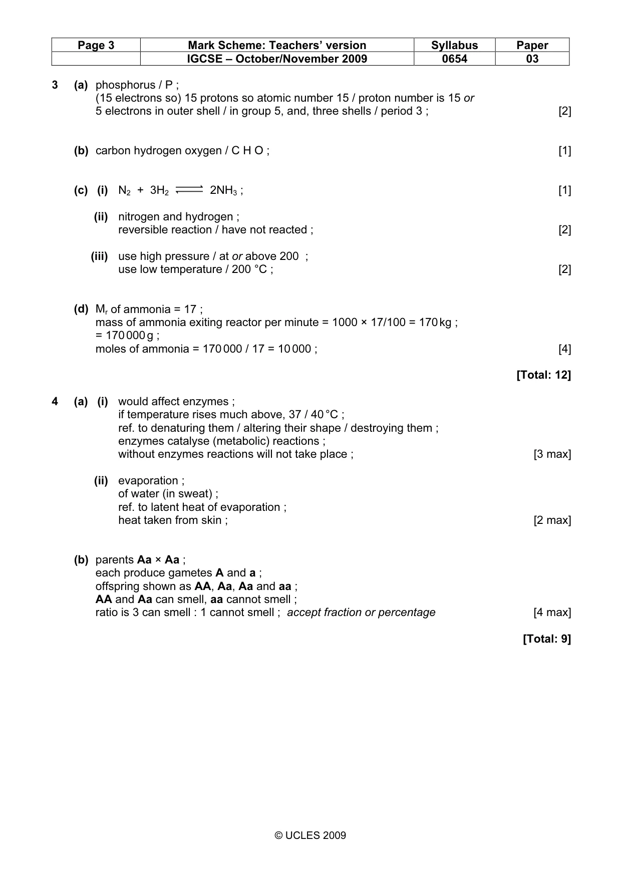Mark scheme, page 3 of 6