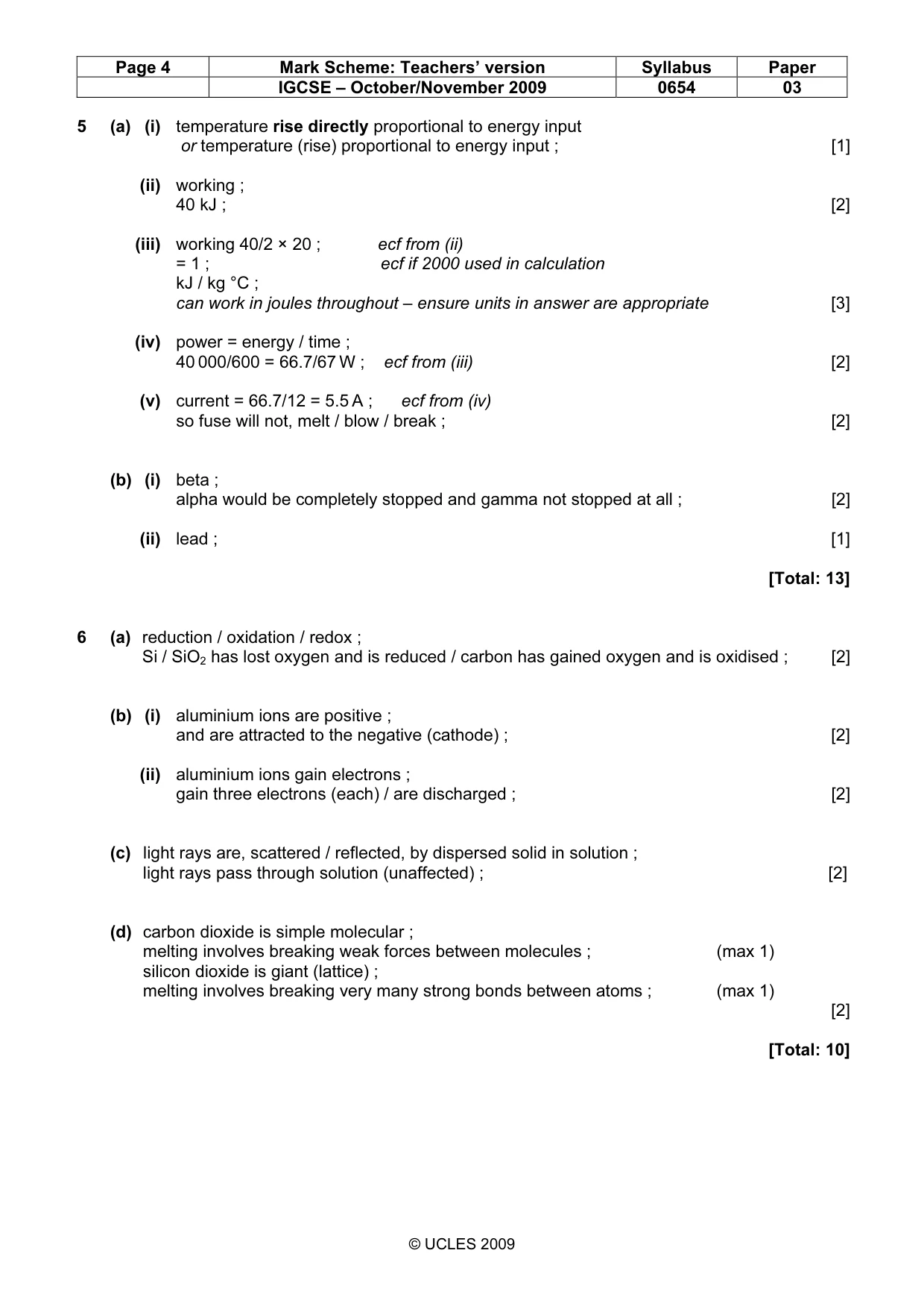 Mark scheme, page 4 of 6