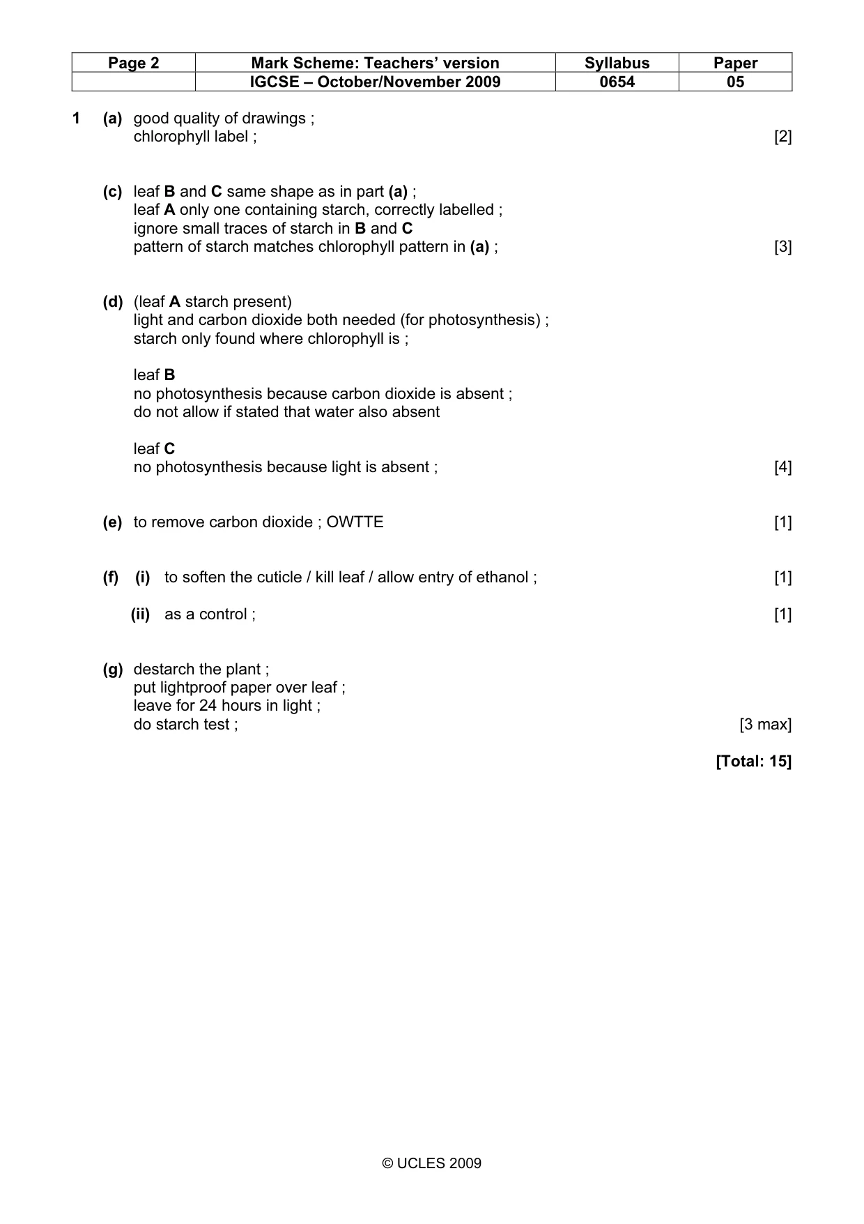 Mark scheme, page 2 of 4