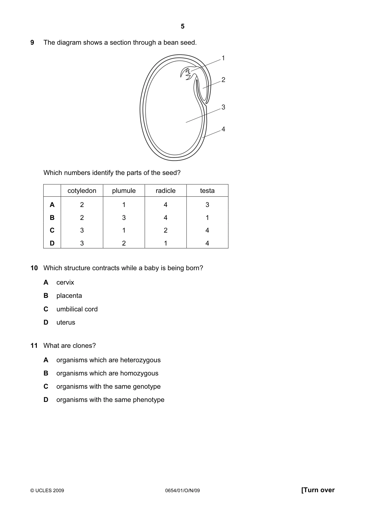 Cambridge IGCSE Sciences - Co-ordinated (Double) 0654 2009 Oct/Nov Paper 1 · Variant 1 question paper, page 5 of 20