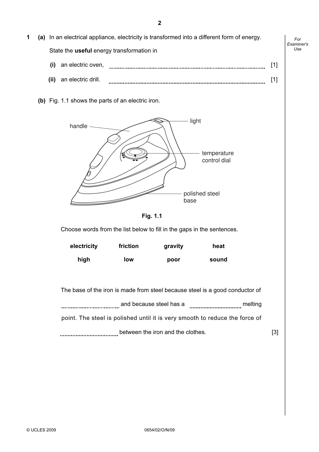 Cambridge IGCSE Sciences - Co-ordinated (Double) 0654 2009 Oct/Nov Paper 2 · Variant 1 question paper, page 2 of 24