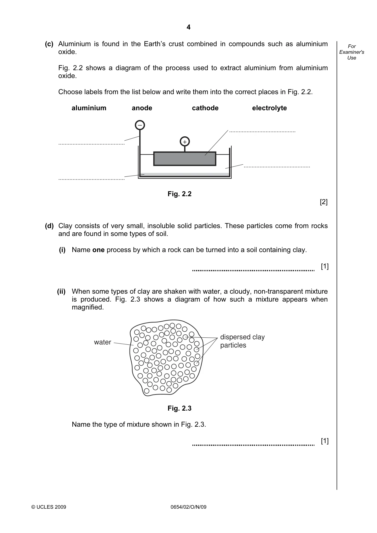Cambridge IGCSE Sciences - Co-ordinated (Double) 0654 2009 Oct/Nov Paper 2 · Variant 1 question paper, page 4 of 24