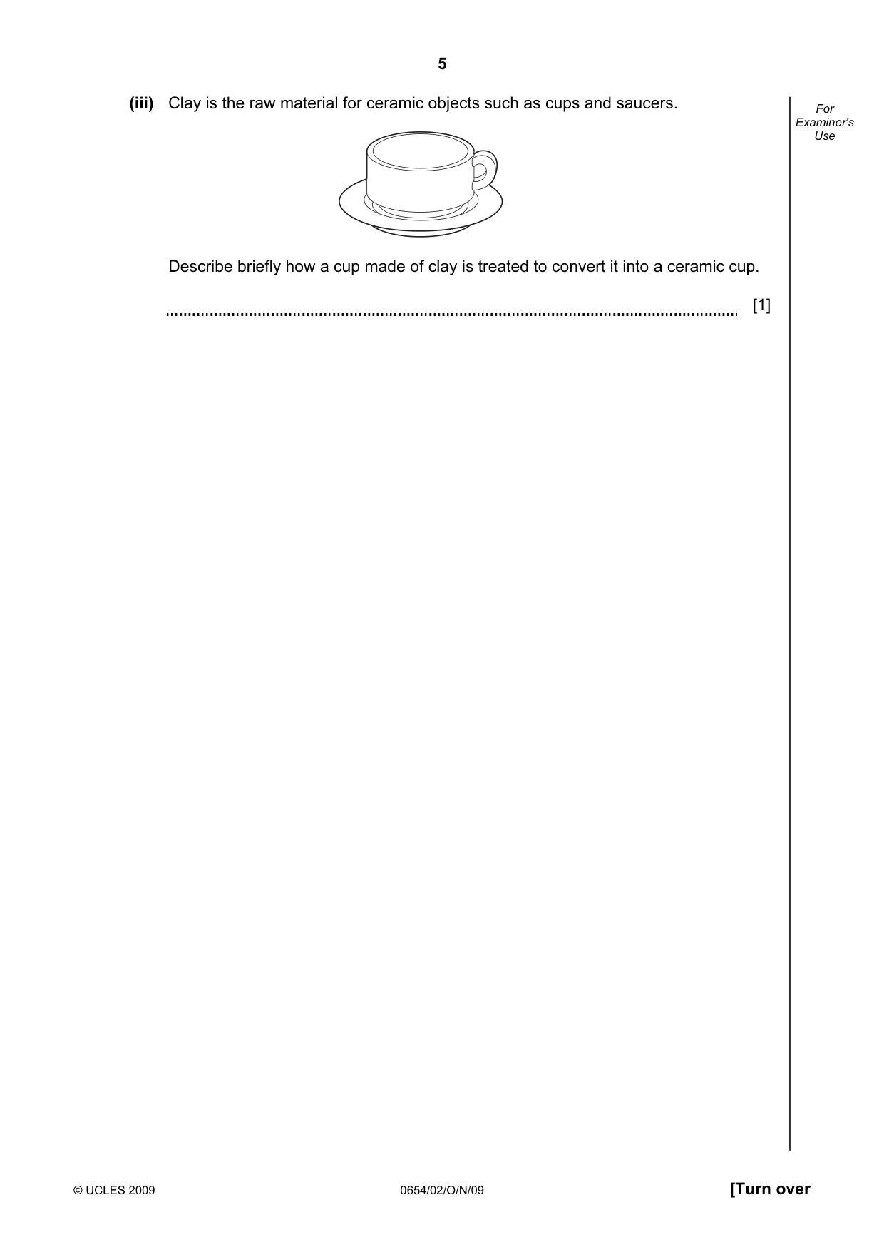 Cambridge IGCSE Sciences - Co-ordinated (Double) 0654 2009 Oct/Nov Paper 2 · Variant 1 question paper, page 5 of 24