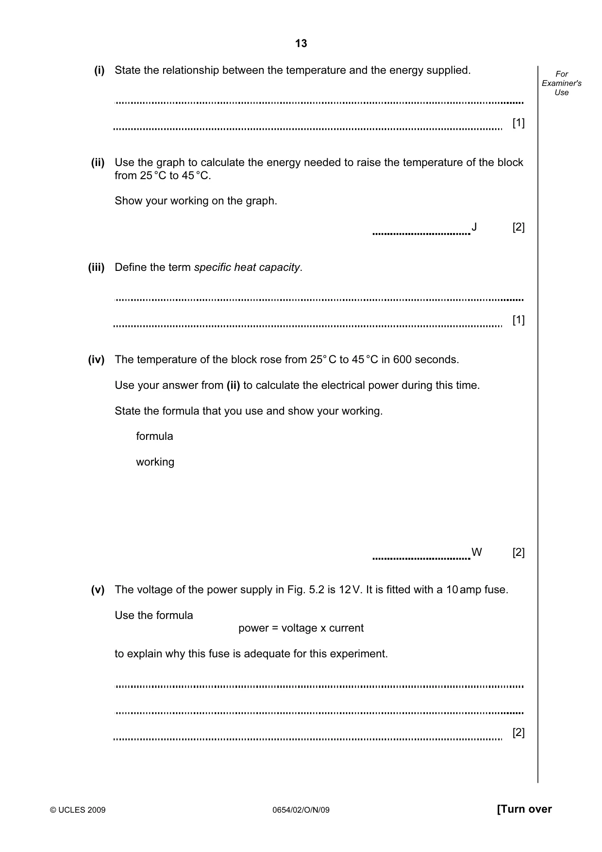 Cambridge IGCSE Sciences - Co-ordinated (Double) 0654 2009 Oct/Nov Paper 2 · Variant 1 question paper, page 13 of 24