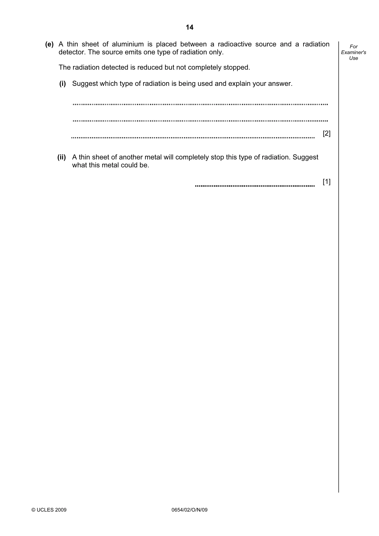 Cambridge IGCSE Sciences - Co-ordinated (Double) 0654 2009 Oct/Nov Paper 2 · Variant 1 question paper, page 14 of 24