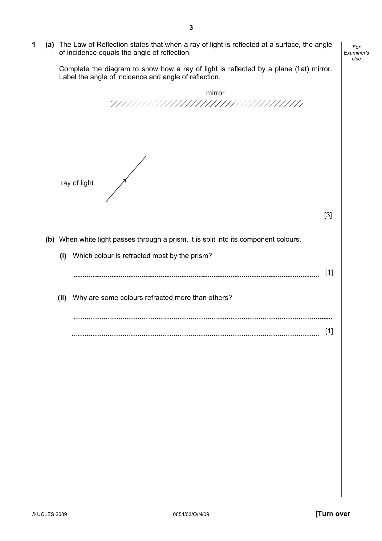 Cambridge IGCSE Sciences - Co-ordinated (Double) 0654 2009 Oct/Nov Paper 3 · Variant 1 question paper, page 3 of 24