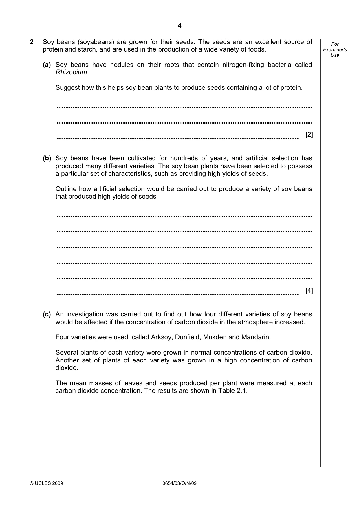 Cambridge IGCSE Sciences - Co-ordinated (Double) 0654 2009 Oct/Nov Paper 3 · Variant 1 question paper, page 4 of 24