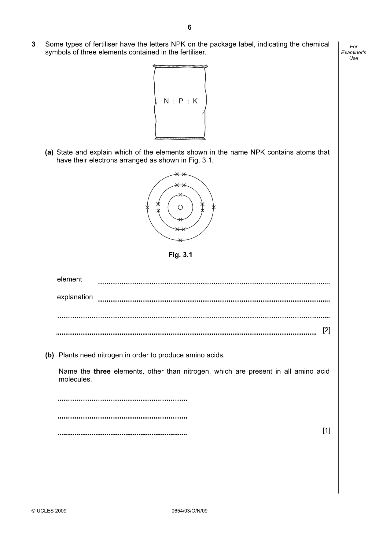 Cambridge IGCSE Sciences - Co-ordinated (Double) 0654 2009 Oct/Nov Paper 3 · Variant 1 question paper, page 6 of 24