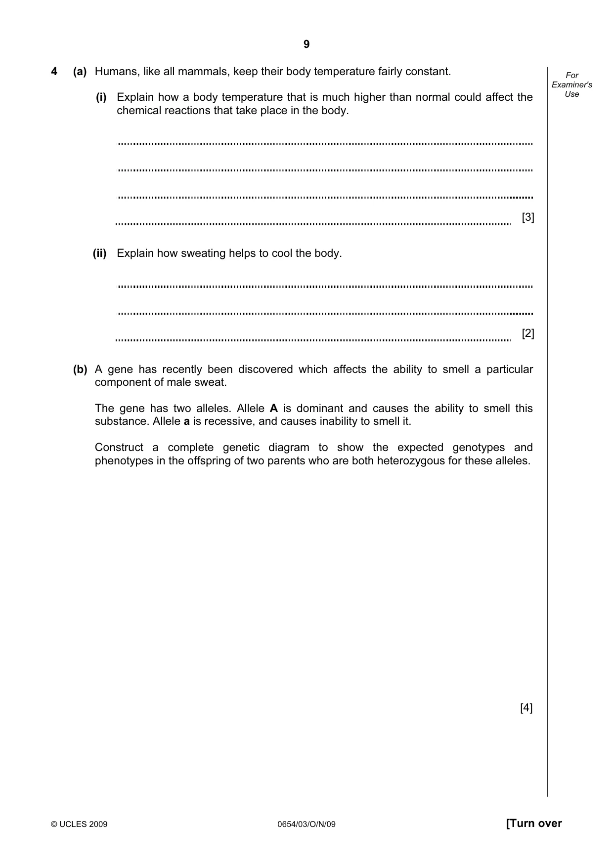 Cambridge IGCSE Sciences - Co-ordinated (Double) 0654 2009 Oct/Nov Paper 3 · Variant 1 question paper, page 9 of 24