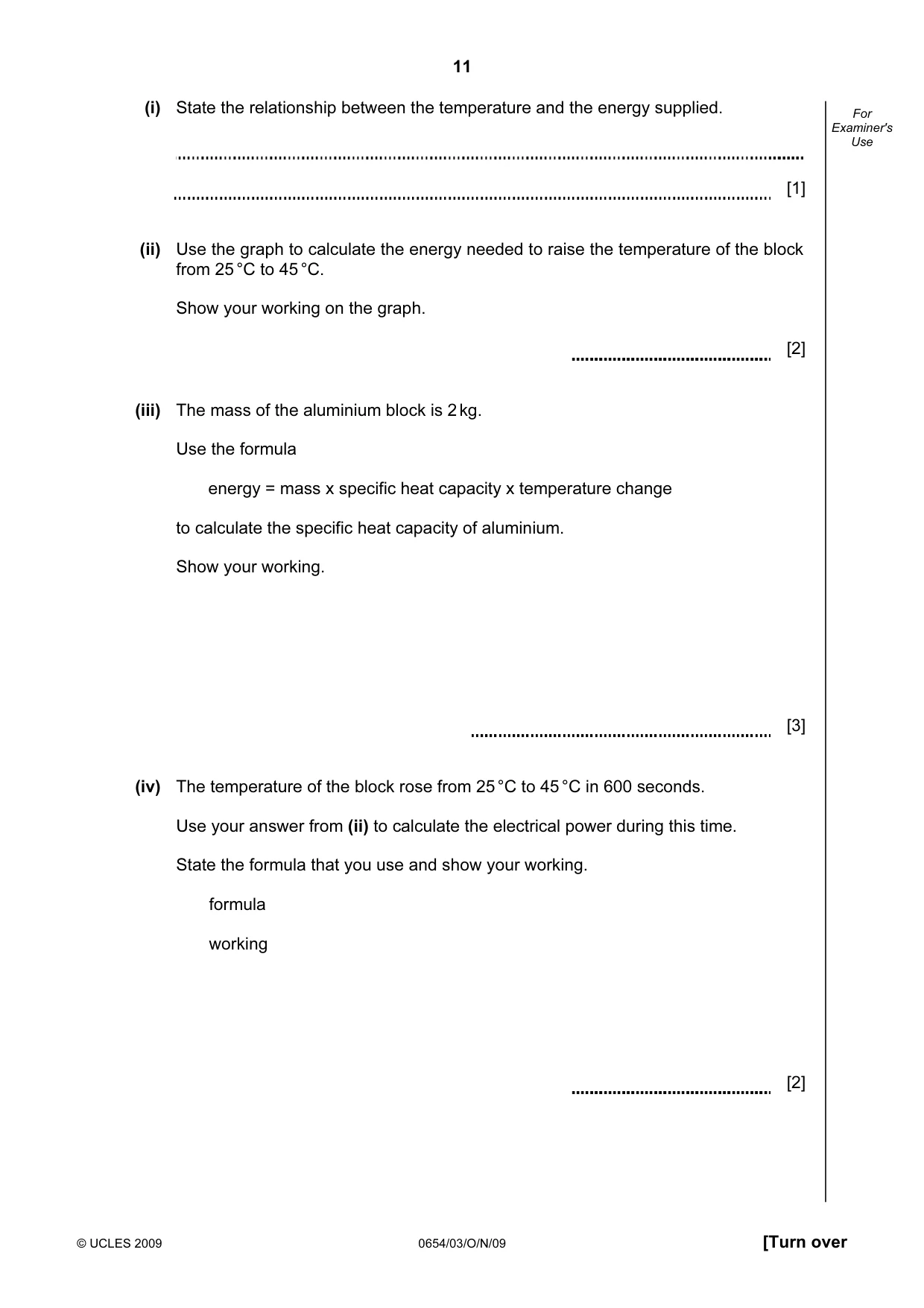 Cambridge IGCSE Sciences - Co-ordinated (Double) 0654 2009 Oct/Nov Paper 3 · Variant 1 question paper, page 11 of 24