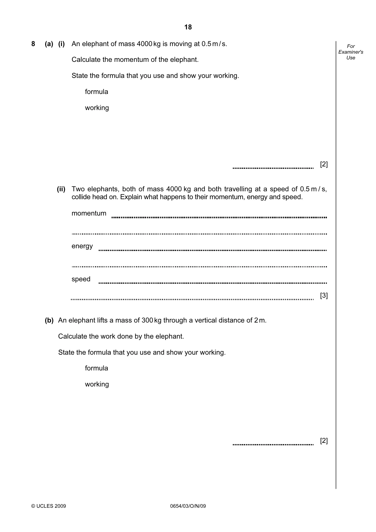 Cambridge IGCSE Sciences - Co-ordinated (Double) 0654 2009 Oct/Nov Paper 3 · Variant 1 question paper, page 18 of 24