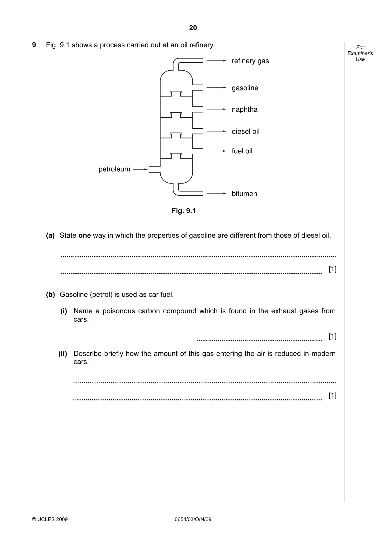 Cambridge IGCSE Sciences - Co-ordinated (Double) 0654 2009 Oct/Nov Paper 3 · Variant 1 question paper, page 20 of 24