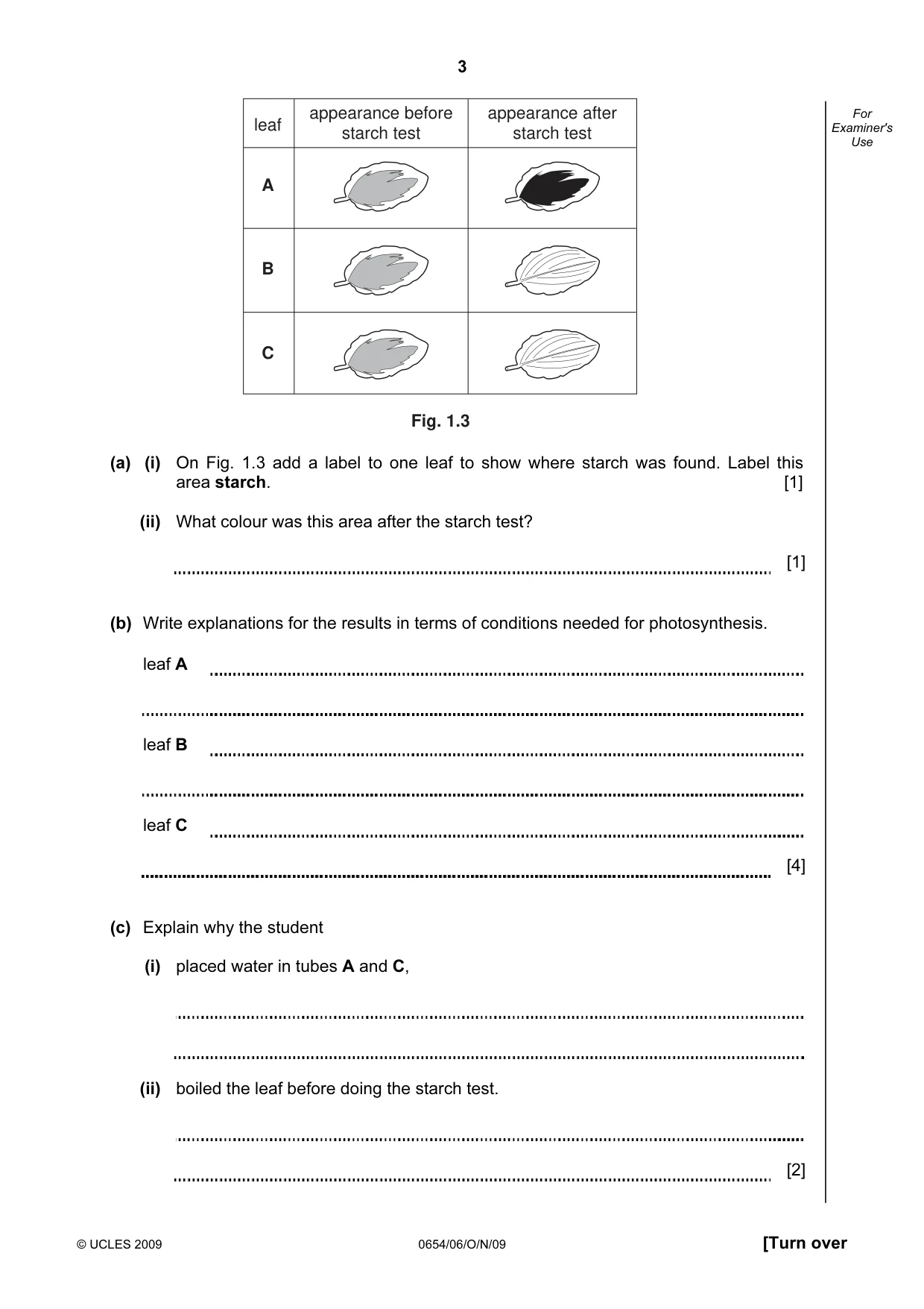 Cambridge IGCSE Sciences - Co-ordinated (Double) 0654 2009 Oct/Nov Paper 6 · Variant 1 question paper, page 3 of 20