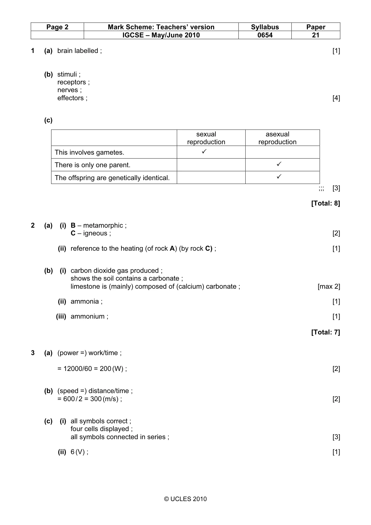 Mark scheme, page 2 of 6
