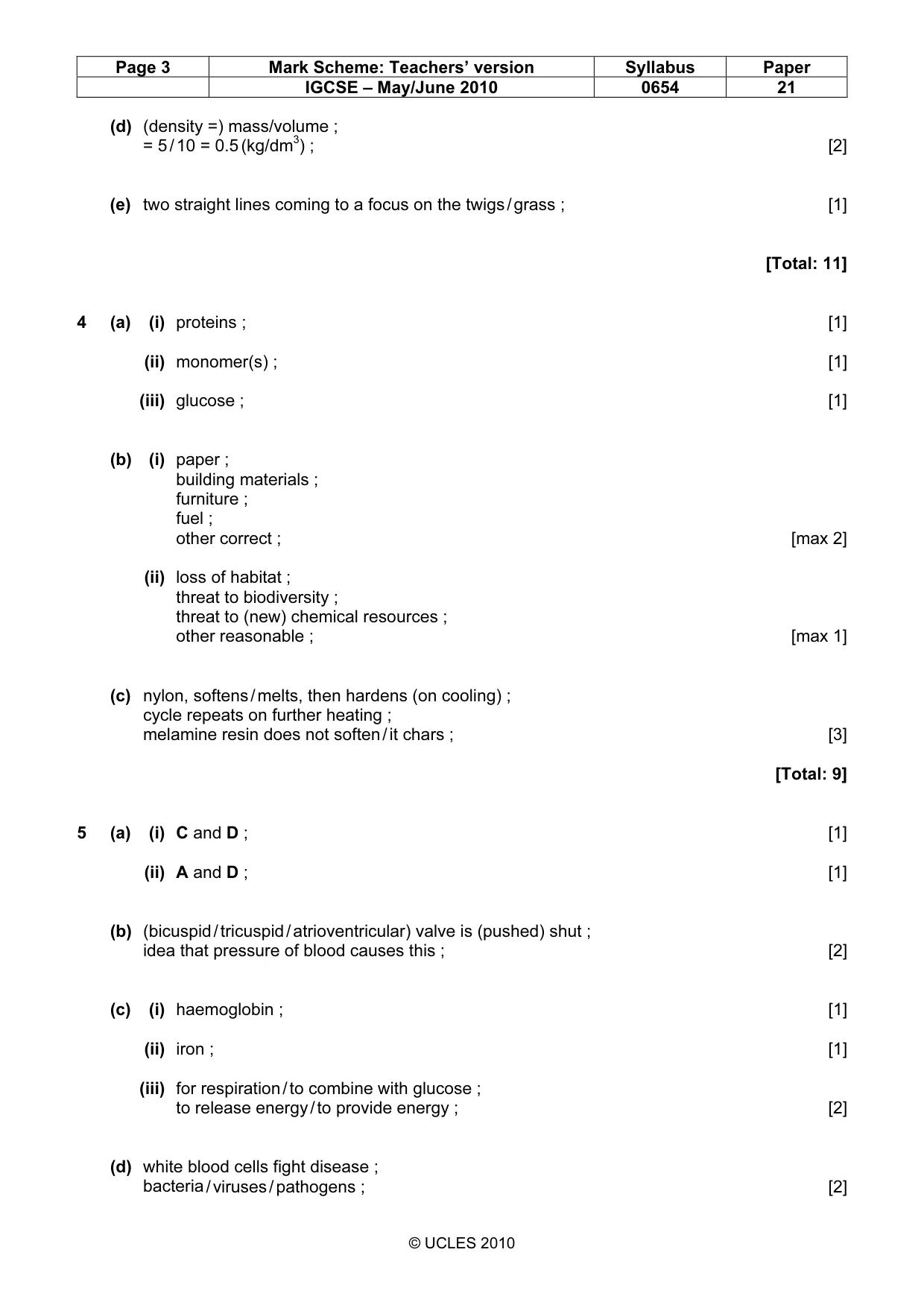 Mark scheme, page 3 of 6