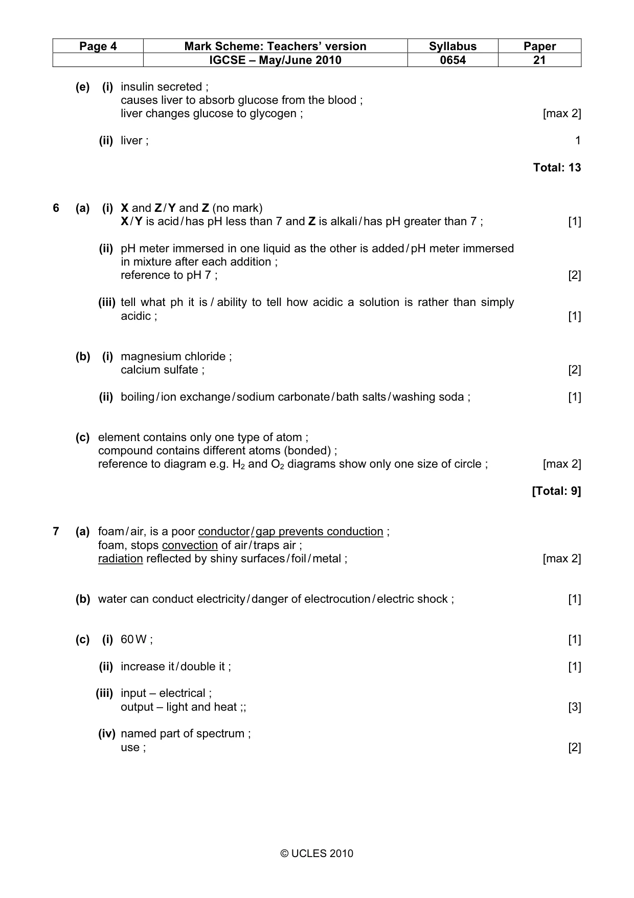 Mark scheme, page 4 of 6