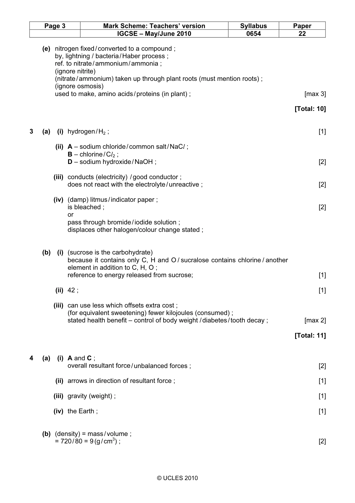 Mark scheme, page 3 of 6