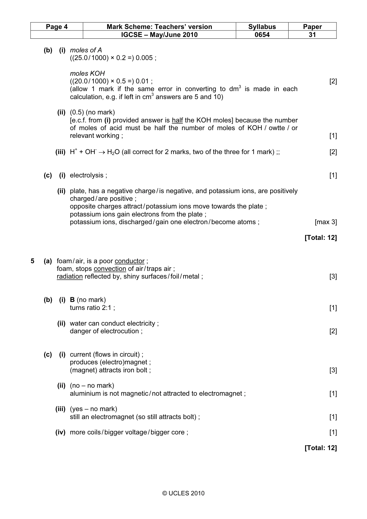 Mark scheme, page 4 of 7