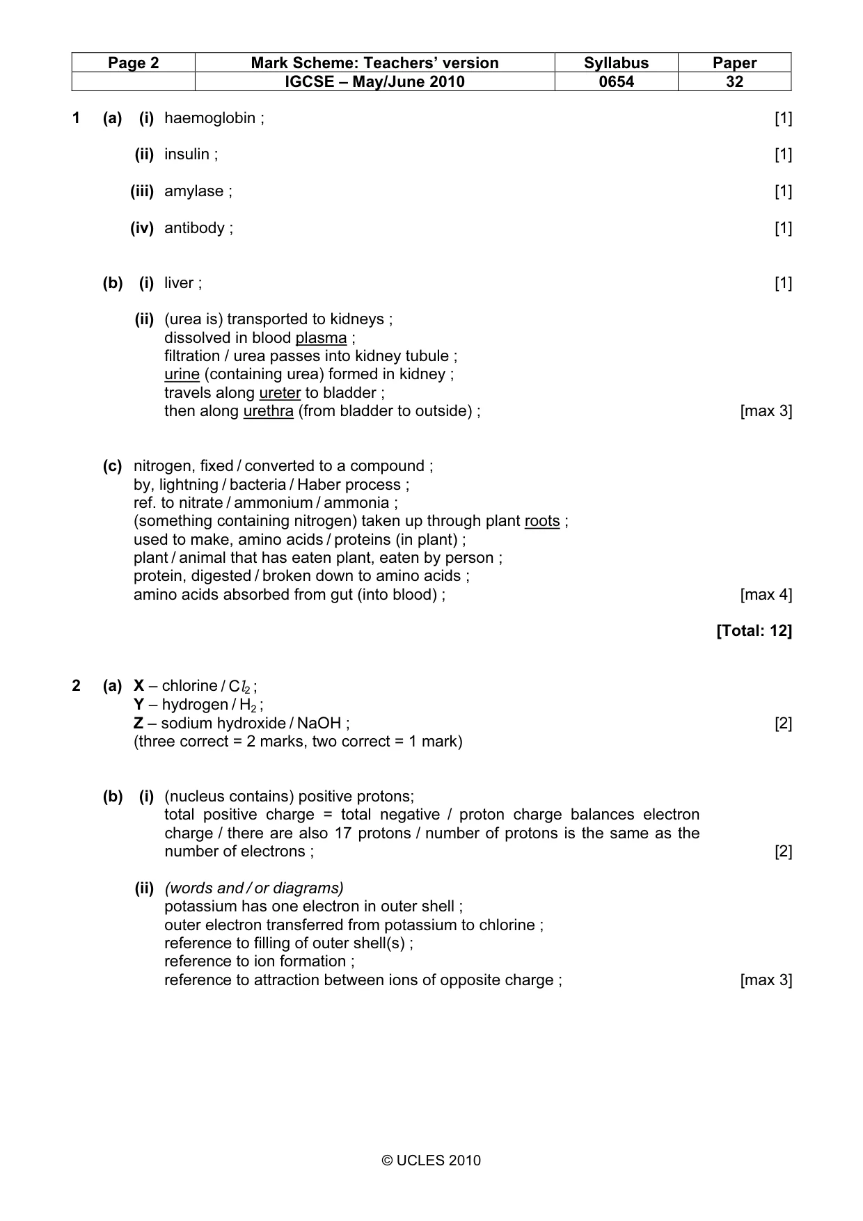 Mark scheme, page 2 of 6
