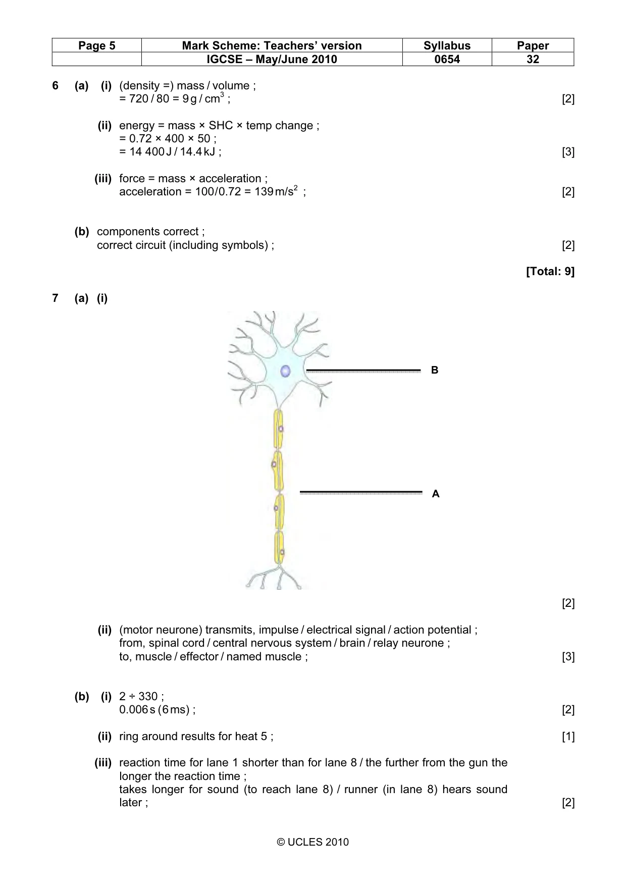 Mark scheme, page 5 of 6