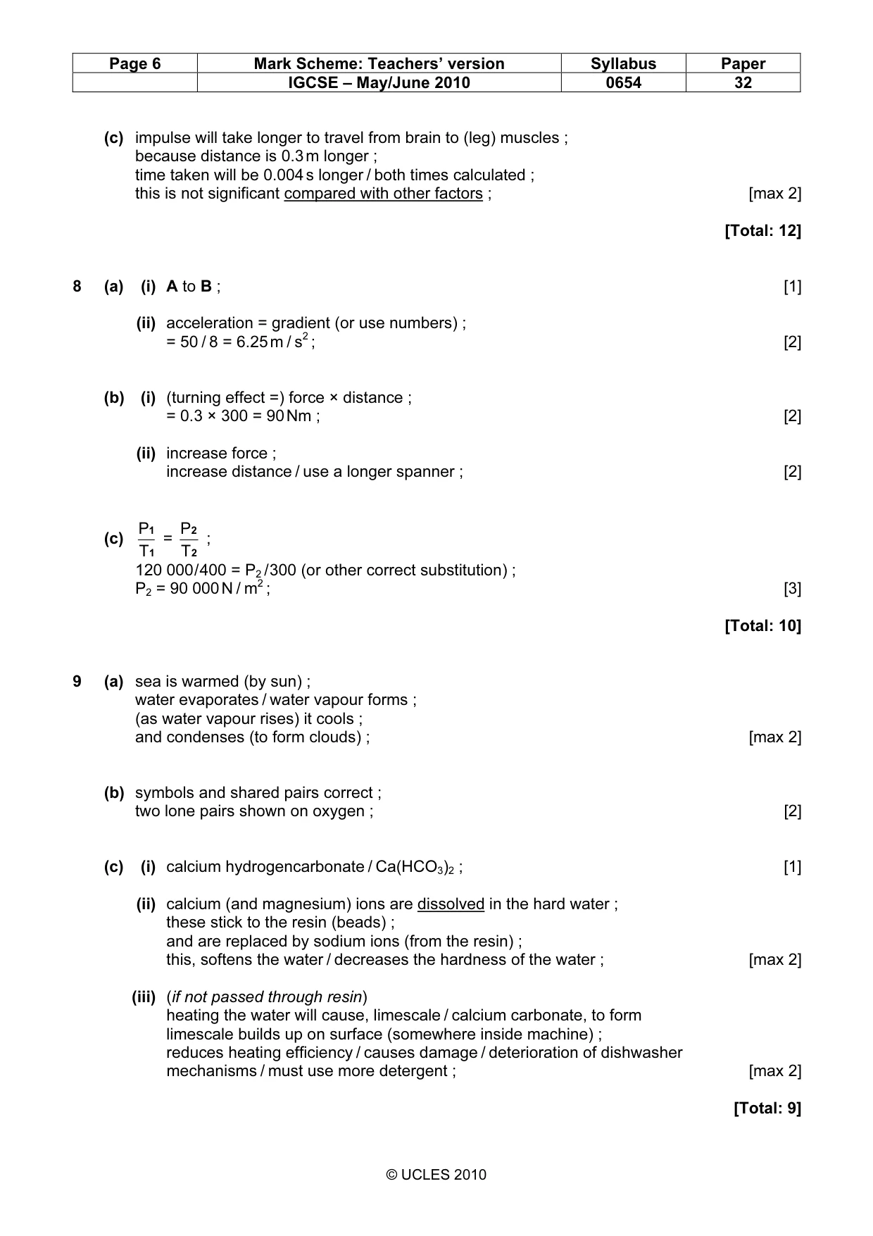 Mark scheme, page 6 of 6
